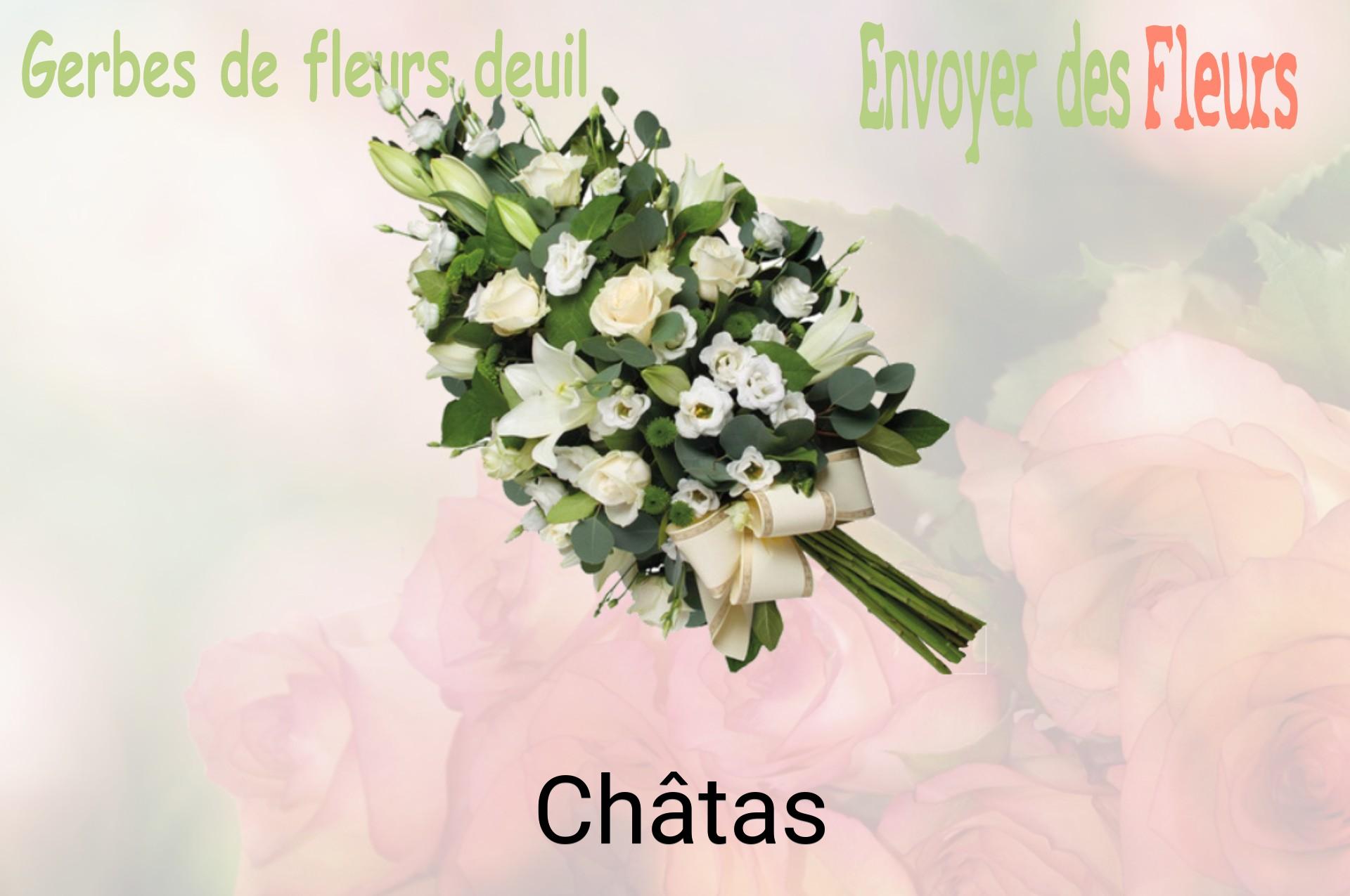 Gerbe de fleurs de deuil livrée à Châtas